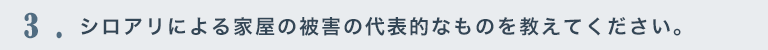 3.シロアリによる家屋の代表的なものを教えてください。